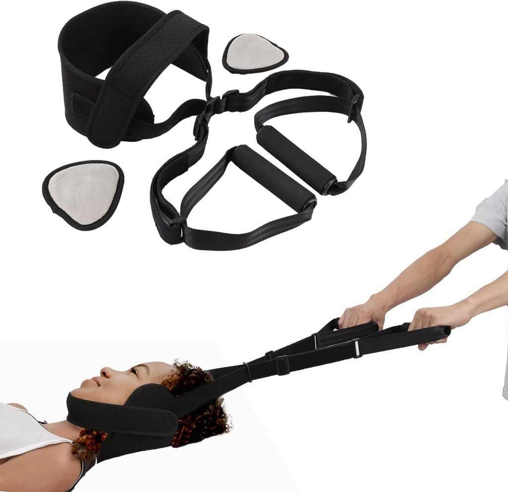 A-Belt Spine Chiropractic Decompression Traction Tool with Chin Strap, The Neck Cervical Traction Device for Neck Pain Relief and Relaxation, Neck Stretcher Exerciser for Home/Office