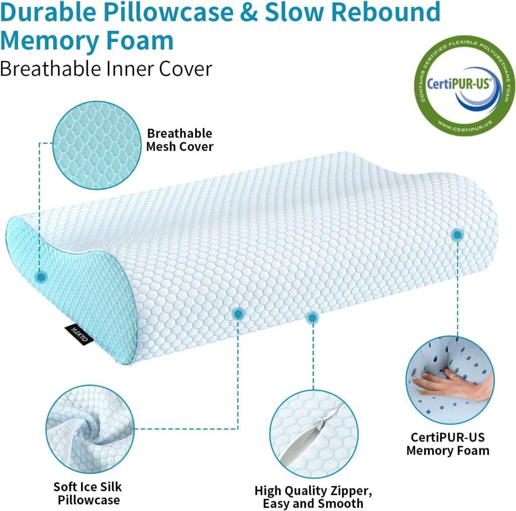 Adjustable Memory Foam Bed Pillow for Sleeping, Ergonomic Cervical Pillow Neck Support Pillow for Side Back Stomach Sleeper, Orthopedic Contour Pillow for Neck and Shoulder Pain