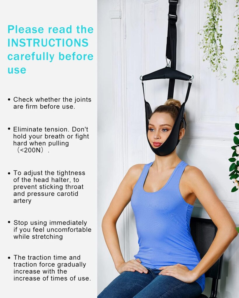 Cervical Neck Traction Device Over Door for Home Use, Portable Neck Stretcher Hammock for Neck Pain Relief, Physical Therapy AIDS for Neck Decompressor.