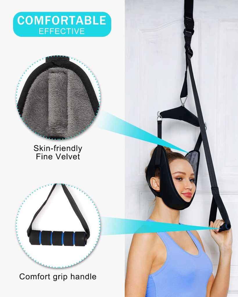 Cervical Neck Traction Device Over Door for Home Use, Portable Neck Stretcher Hammock for Neck Pain Relief, Physical Therapy AIDS for Neck Decompressor.