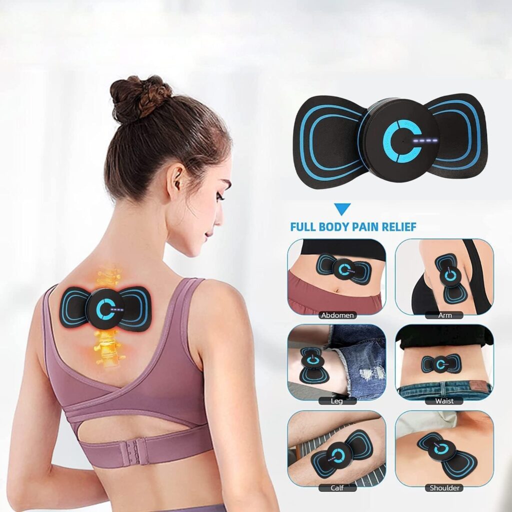 Cervical Spine Massager with 2 Pcs Massage Pad, Portable Mini Massager with USB-C Charging, Neck Shoulder Back Hand Arms Waist Legs Massager for Home Office