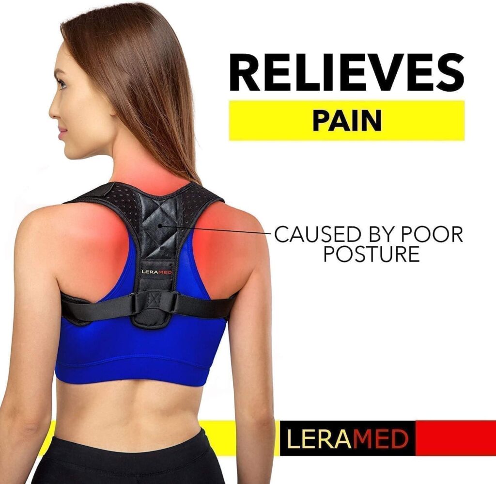 Leramed [New 2023] Posture Corrector for Men and Women - Adjustable Upper Back Brace for Clavicle Support and Providing Pain Relief from Neck, Back and Shoulder