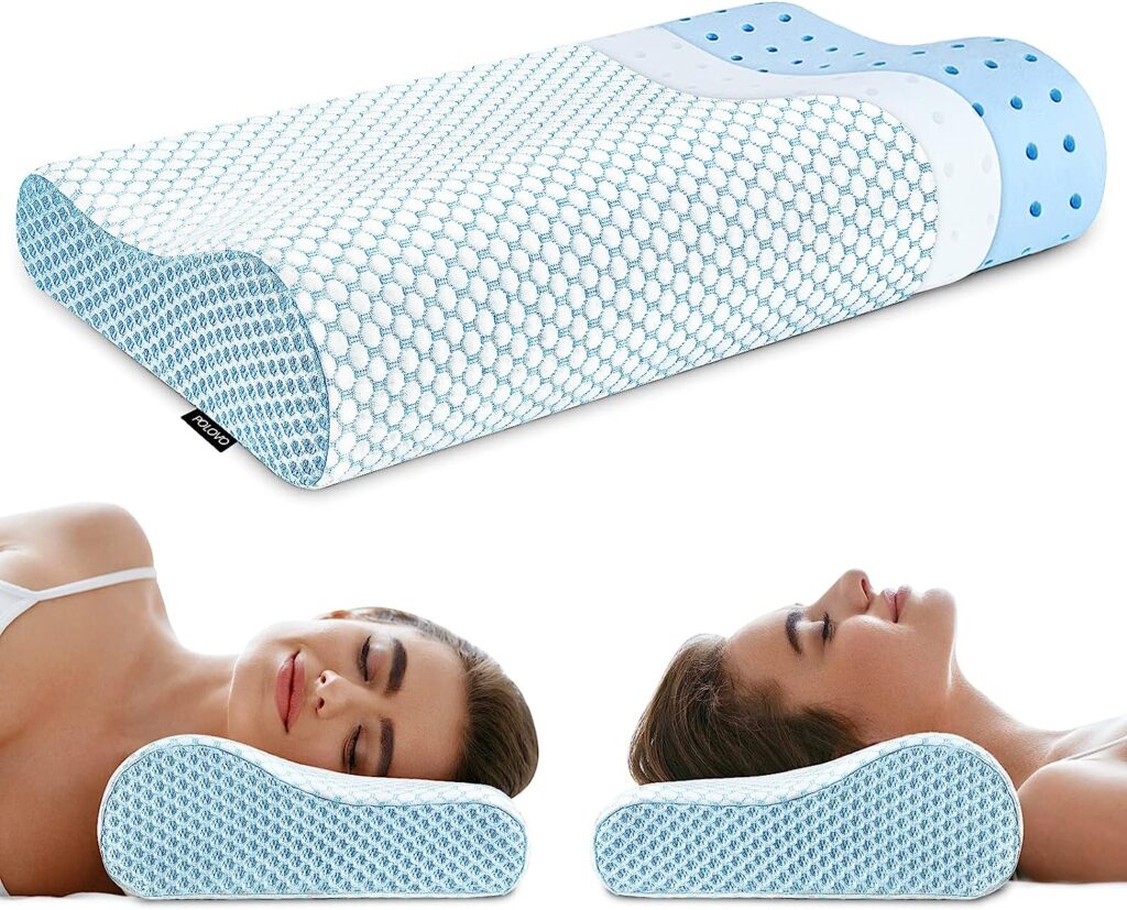 Memory Foam Pillows Neck Pillow Bed Pillow for Sleeping Ergonomic Cervical Contour Pillow for Side Back Stomach Sleeper Pillow for Neck Shoulder Pain
