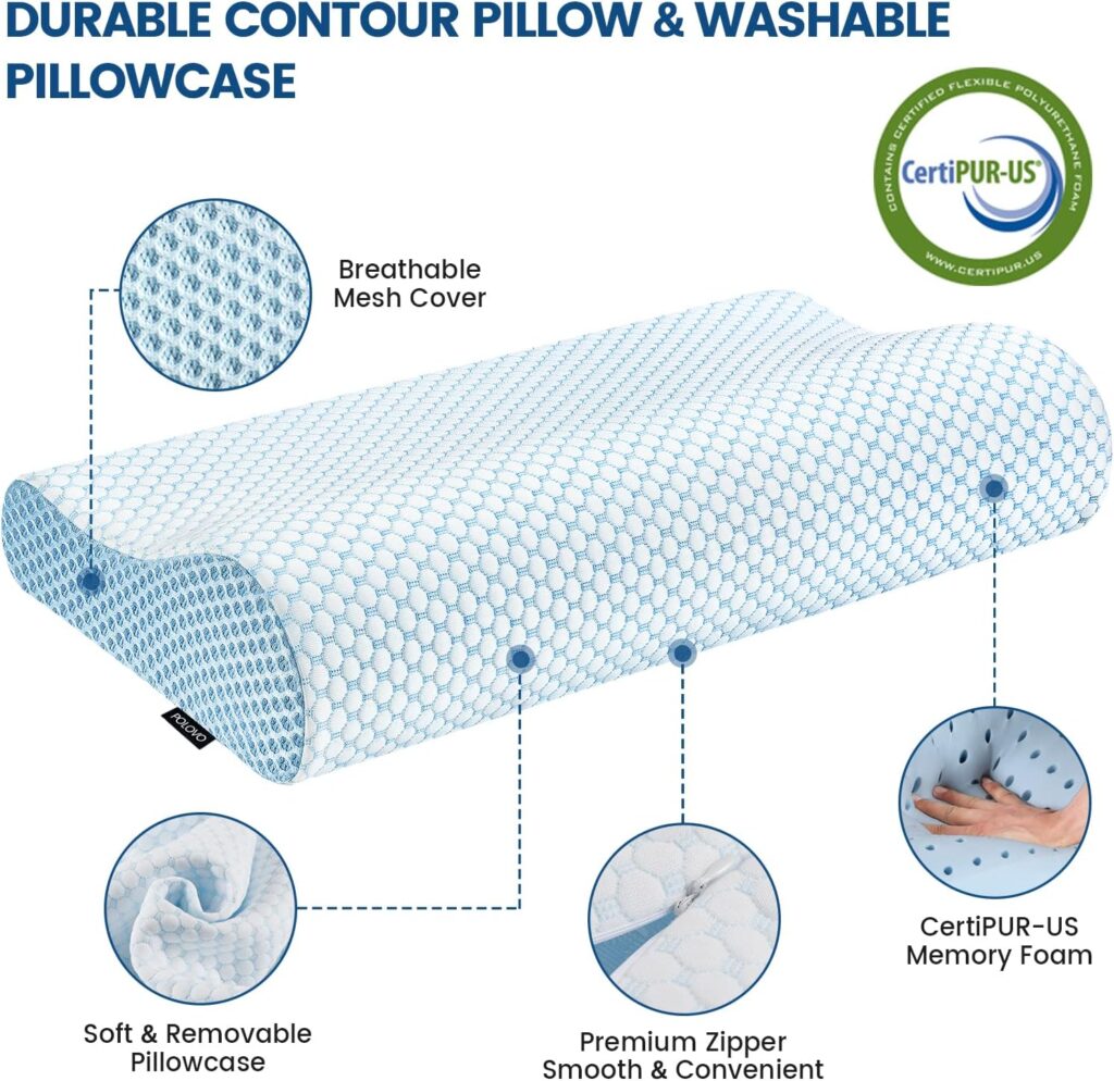Memory Foam Pillows Neck Pillow Bed Pillow for Sleeping Ergonomic Cervical Contour Pillow for Side Back Stomach Sleeper Pillow for Neck Shoulder Pain