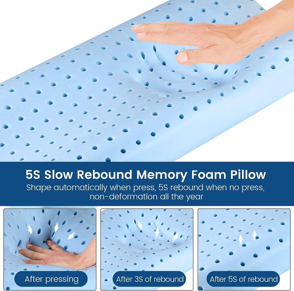 Memory Foam Pillows Neck Pillow Bed Pillow for Sleeping Ergonomic Cervical Contour Pillow for Side Back Stomach Sleeper Pillow for Neck Shoulder Pain