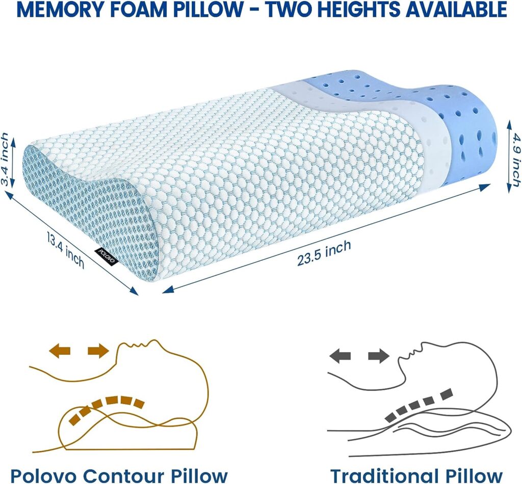 Memory Foam Pillows Neck Pillow Bed Pillow for Sleeping Ergonomic Cervical Contour Pillow for Side Back Stomach Sleeper Pillow for Neck Shoulder Pain