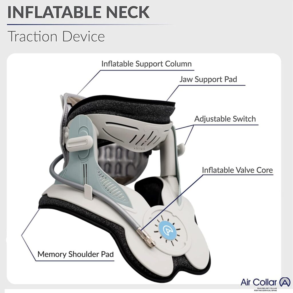 Neck Traction Device by Air Collar - Neck Stretcher - Cervical Traction Device - Neck  Shoulder Pain Relief - Stretcher Collar for Improved Spine Alignment - 2nd Generation (2nd Gen - Manual)